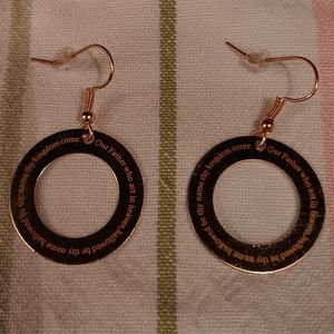 Earrings The Lord's Prayer Dangles Drop Gold color ⭕️ Matthew 6:9 Circles Bible